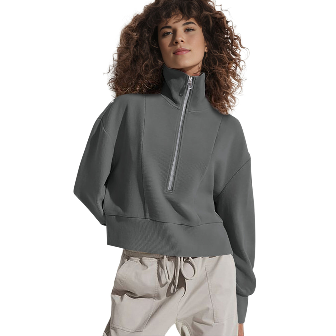 Womens Gray Ramona Half Zip Image 8