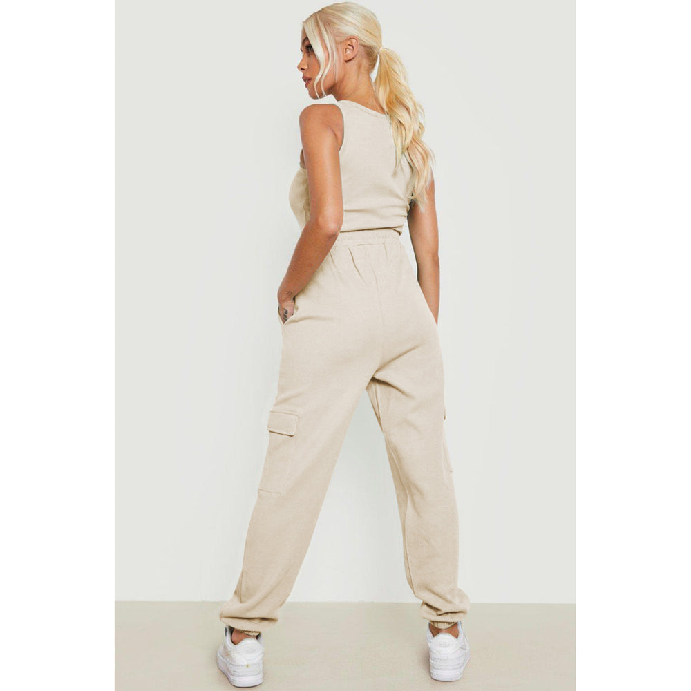 Womens Apricot WAFFLE CARGO POCKET JOGGER Image 2