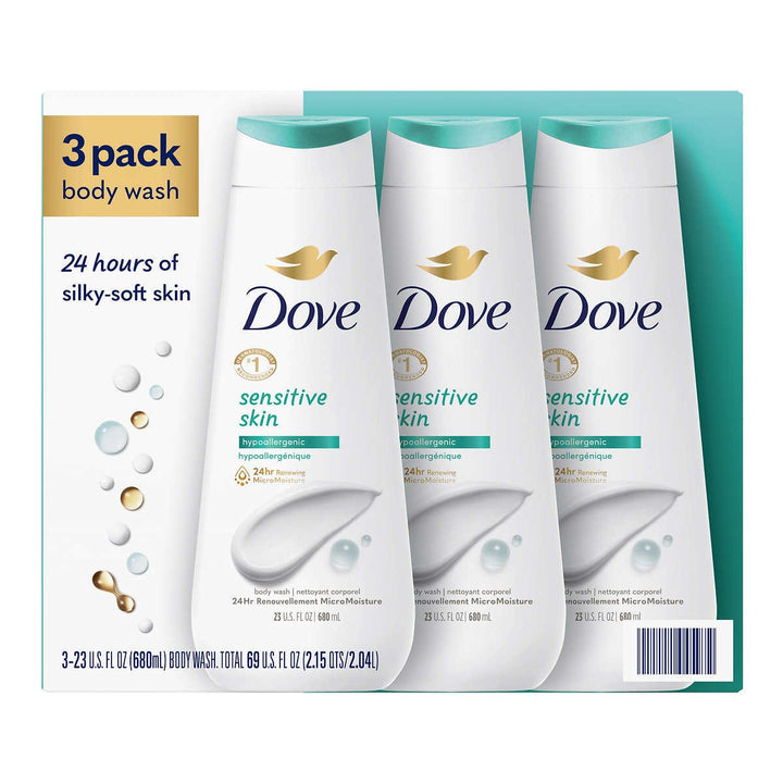 Dove Sensitive Skin Body Wash 23 Fluid Ounce (Pack of 3) Image 1