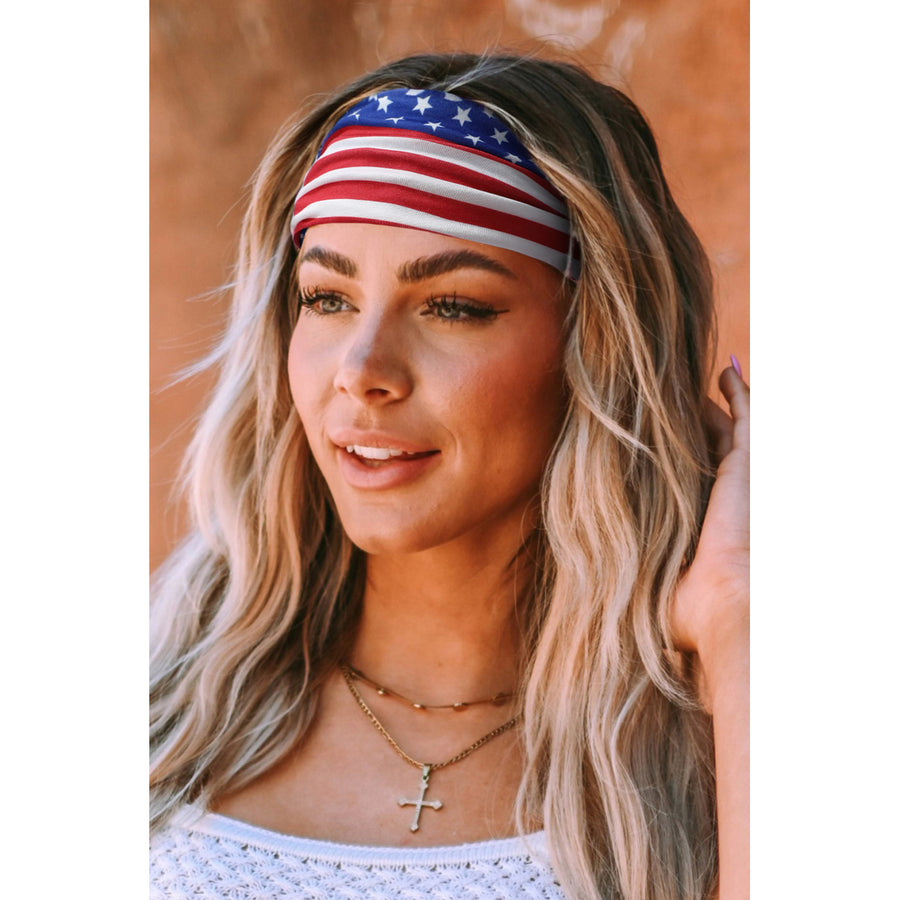 Women's Multicolor American Flag Graphic Knotted Headband Image 1