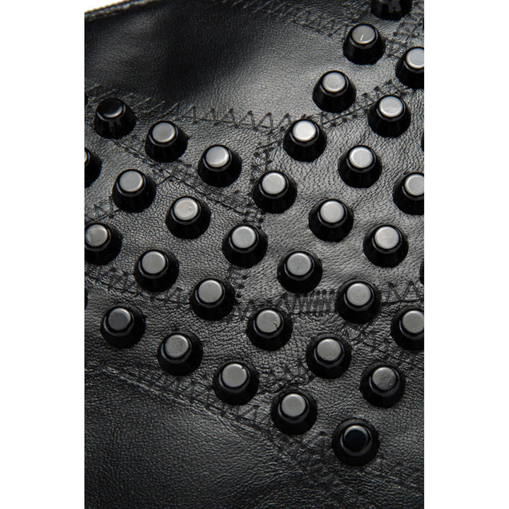 Womens Black Riveted PU Leather Zipper Clutch Bag 28218cm Image 9