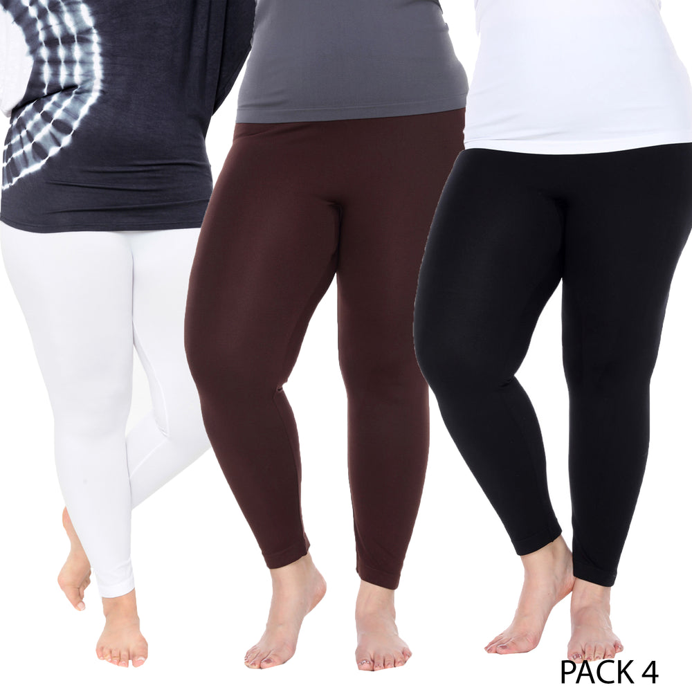 White Mark Womens Pack of 3 Plus Size Solid Leggings Image 2