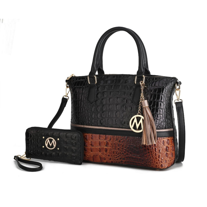 Sophie Multi-Functional Shoulder Bag Faux-Crocodile Crossbody Skin Tote Handbag with Wallet by Mia K. Image 3