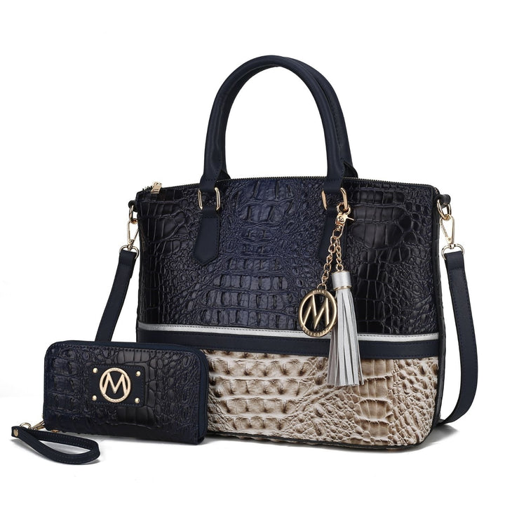 Sophie Multi-Functional Shoulder Bag Faux-Crocodile Crossbody Skin Tote Handbag with Wallet by Mia K. Image 1