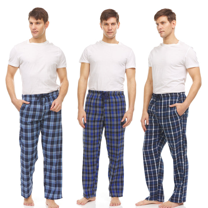 DARESAY Mens Flannel Pajama Pants Soft Cotton Plaid Lounge Pants Adjustable Waist Image 1