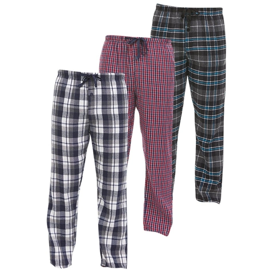 DARESAY Mens Flannel Pajama Pants Soft Cotton Plaid Lounge Pants Adjustable Waist Image 1