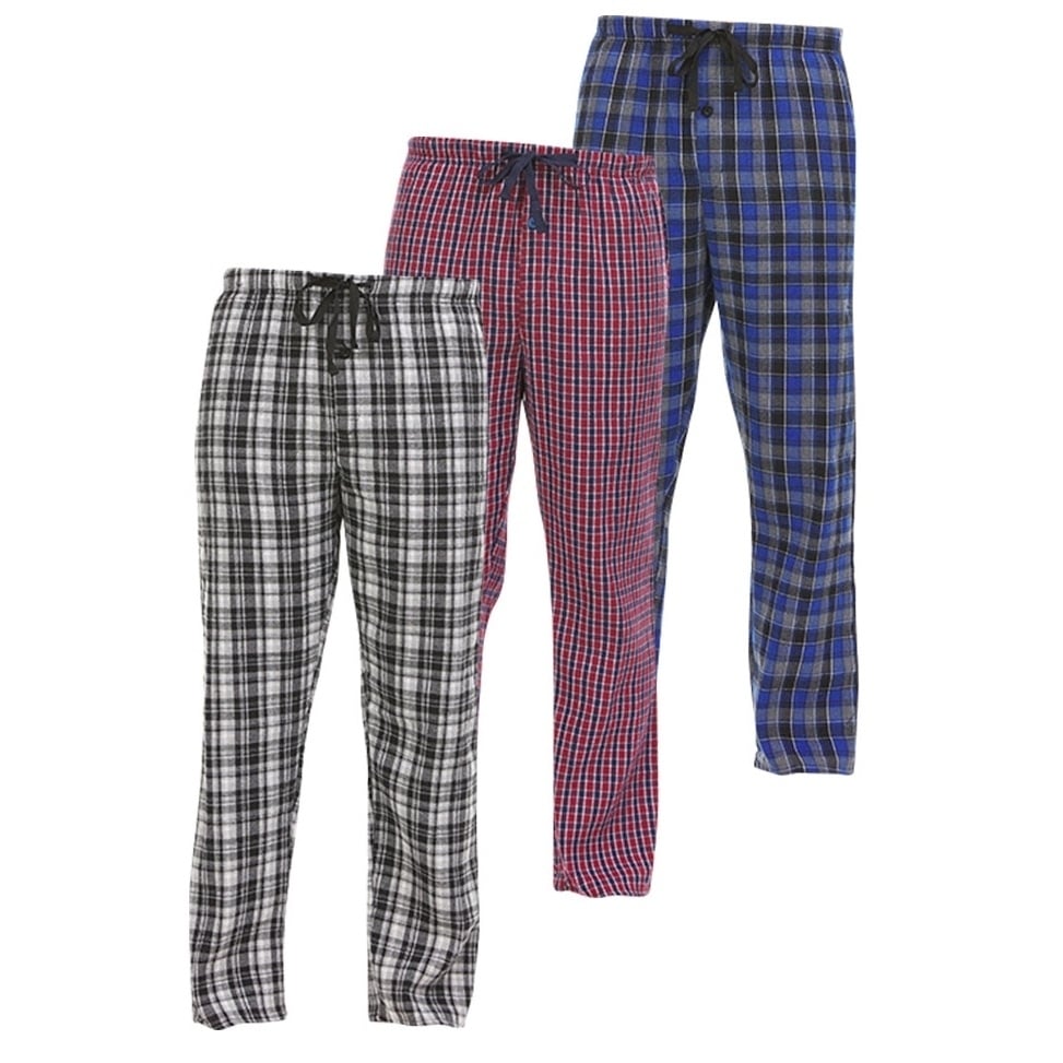 DARESAY Mens Flannel Pajama Pants Soft Cotton Plaid Lounge Pants Adjustable Waist Image 1