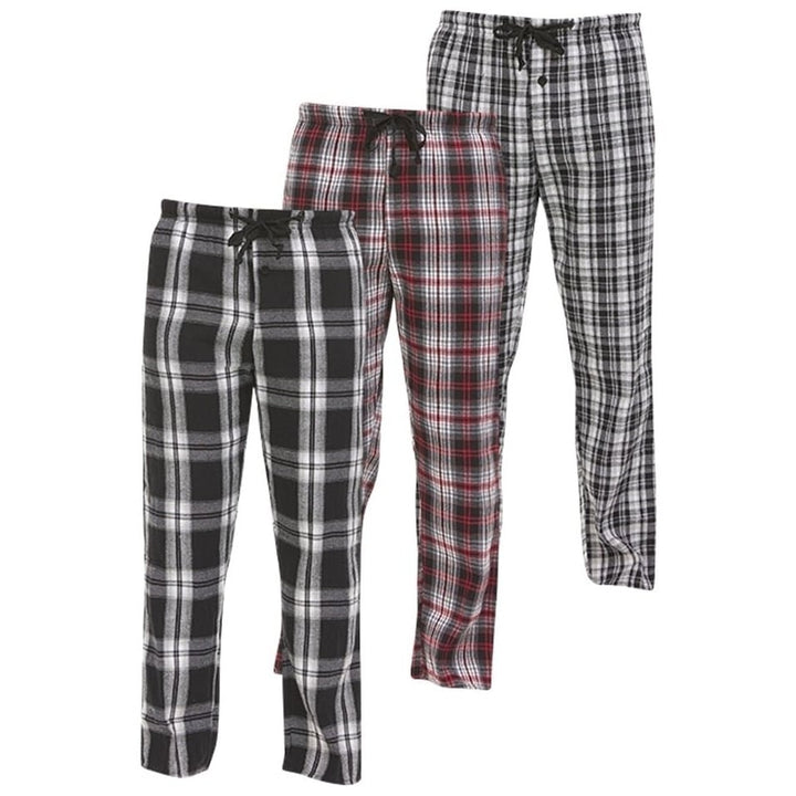 DARESAY Mens Flannel Pajama Pants Soft Cotton Plaid Lounge Pants Adjustable Waist Image 1