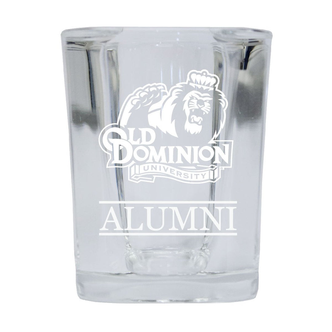 NCAA Old Dominion Monarchs Alumni 2oz Laser Etched Square Shot Glass Image 1