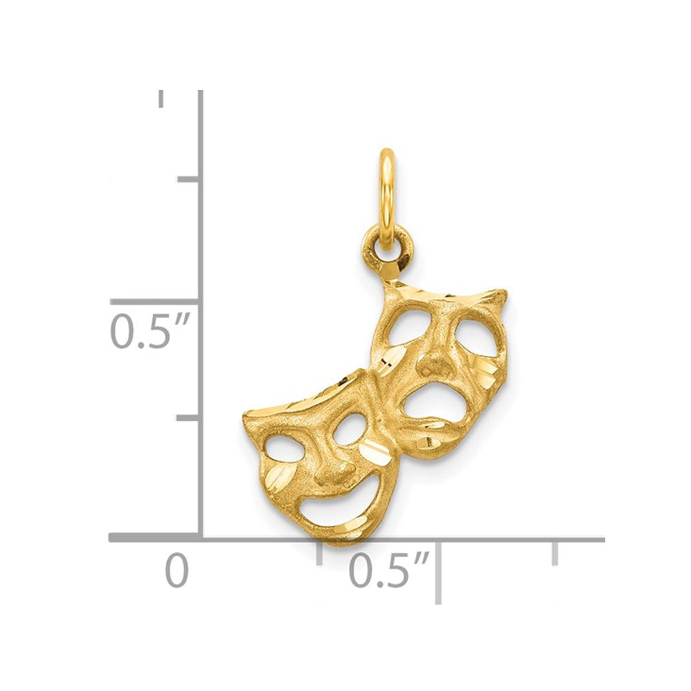 10K Yellow Gold Comedy Tragedy Charm Pendant (No Chain) Image 3