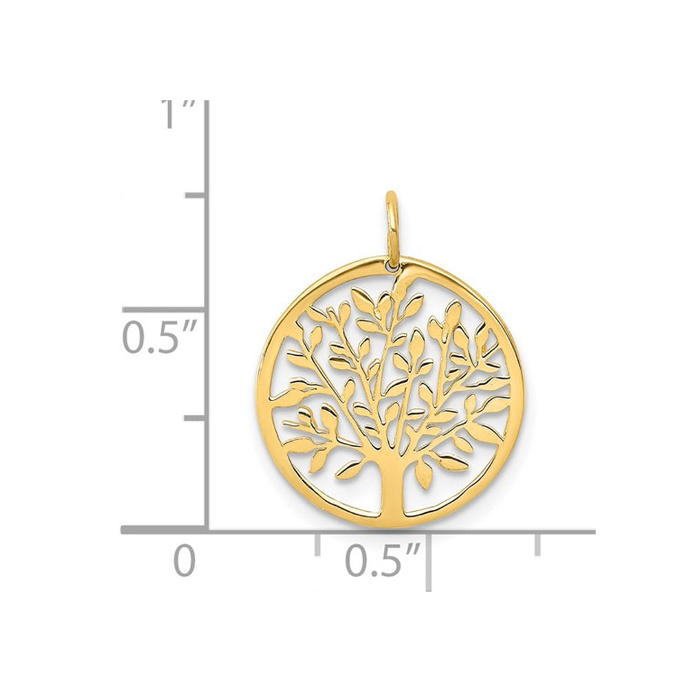 14K Yellow Gold Polished Tree of Life Pendant Charm (No Chain) Image 3