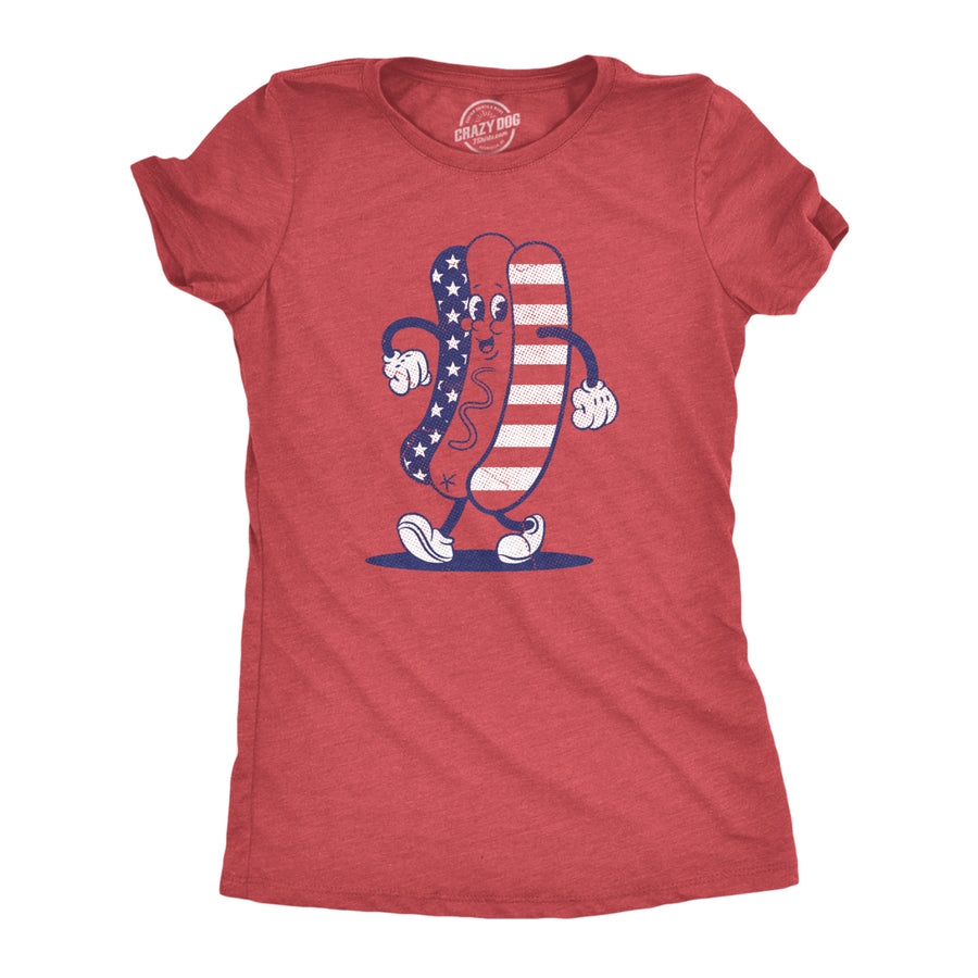 Womens Fourth Of July Hotdog T Shirt Funny Patriotic Cookout Grilling Tee For Ladies Image 1