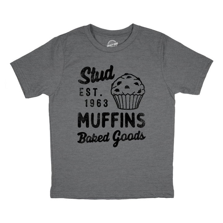 Youth Stud Muffins Baked Goods T Shirt Funny Bakery Joke Tee For Kids Image 1