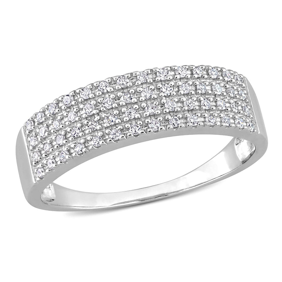 1/5 Carat (ctw) Diamond Pave Anniversary Band Ring in Sterling Silver Image 1