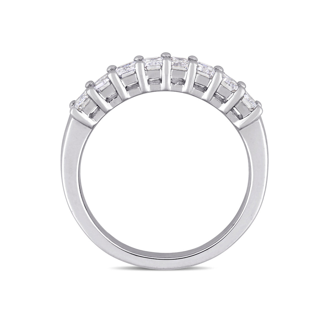 1.00 Carat (ctw Color G-HVS2-SI1) Emerald-Cut Diamond Semi-Eternity Wedding Band Ring in 14k White Gold Image 4