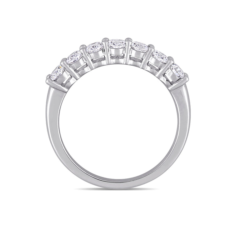 1.29 Carat (ctw Color F-GSI1-SI2) Oval-Cut Diamond Semi-Eternity Wedding Band Ring in 14k White Gold Image 4