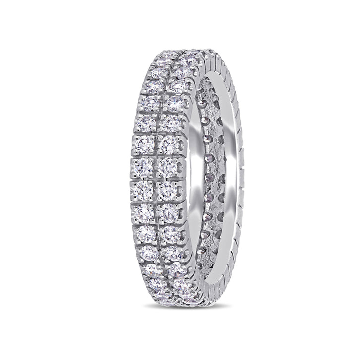 1.00 Carat (ctw) Double Row Diamond Eternity Wedding Band Ring in 14k White Gold Image 3