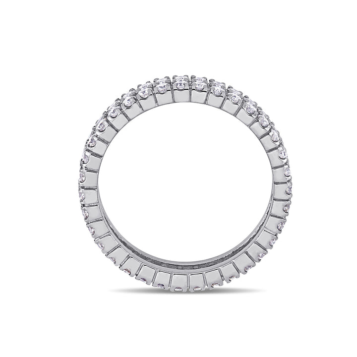 1.00 Carat (ctw) Double Row Diamond Eternity Wedding Band Ring in 14k White Gold Image 4