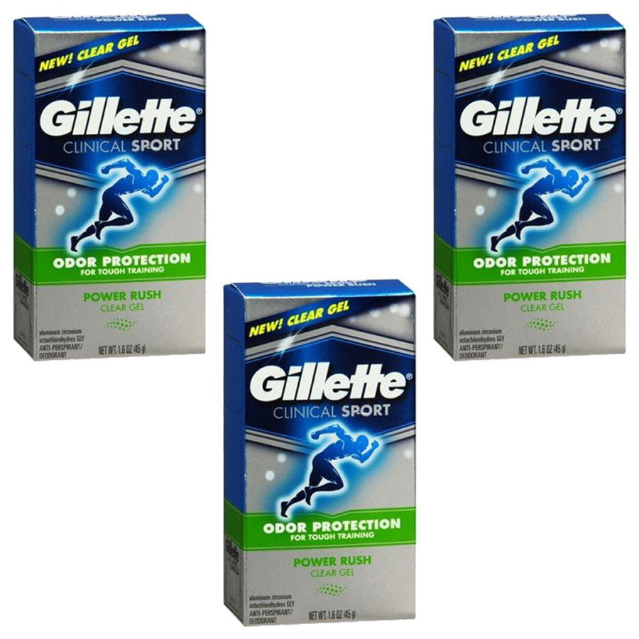Gillette Clinical Sport Power Rush Clear Gel Anti-Perspirant Deodorant 45g (Pack of 3) Image 1
