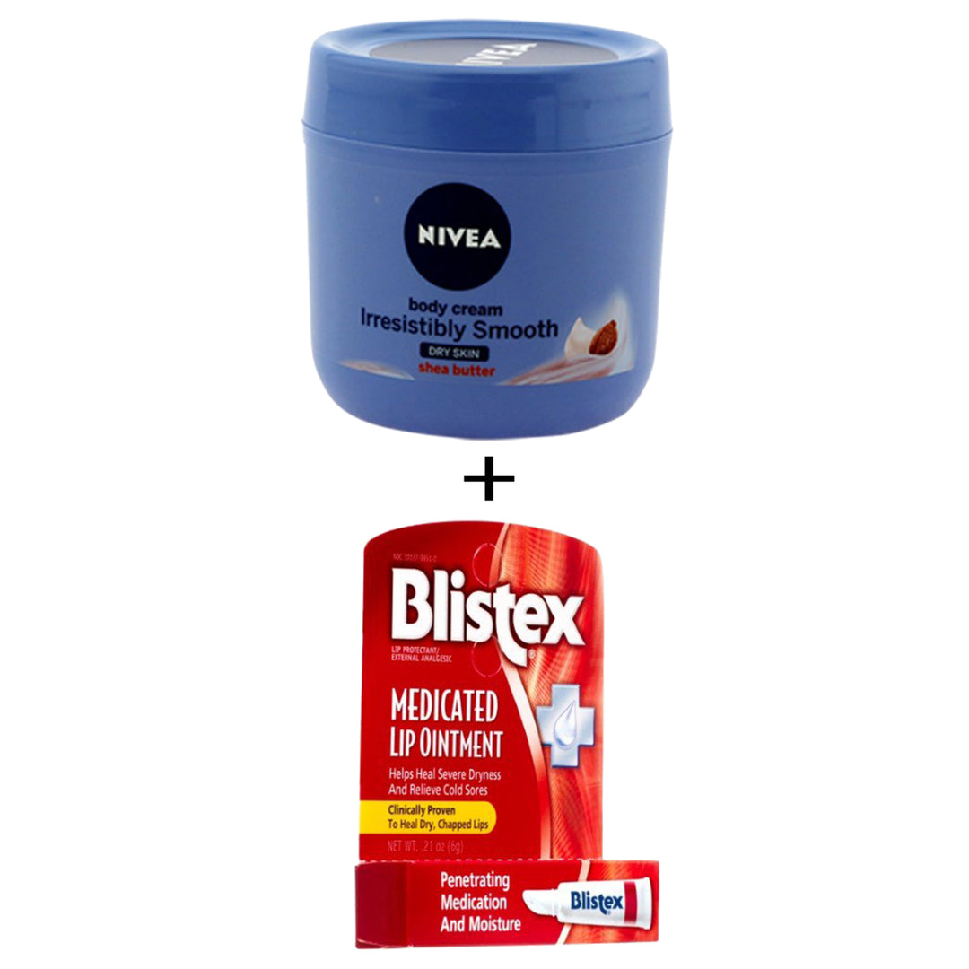 Blistex Lip Medicated Ointment and Nivea Body Cream Irresistibly Smooth - Dry Skin Image 1