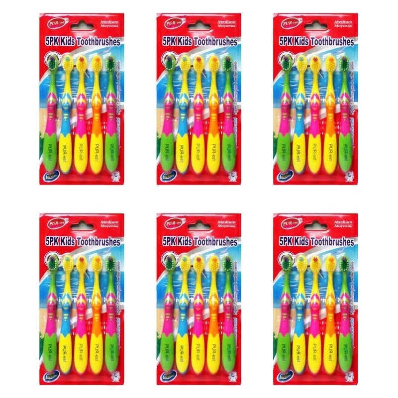 Medium Toothbrush For Kids 5 In 1 Pack (Pack of 6) By Purest Image 1