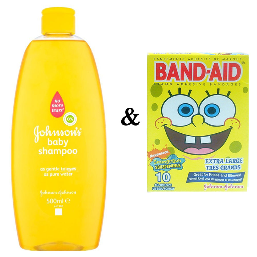 Johnsons Baby Shampoo and Johnson and Johnson Band-Aid- Sponge Bob (10 In 1 Pack) Image 1