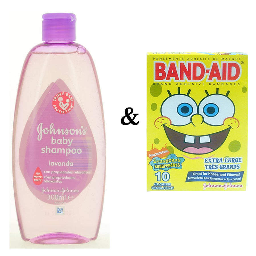 Johnsons Shampoo 300Ml Relax and Johnson and Johnson Band-Aid- Sponge Bob (10 In 1 Pack) Image 1