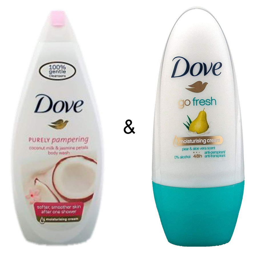 Body Wash Coconut 750 by Dove and Roll-on Stick Go Fresh Pear and Aloe 50 ml by Dove Image 1