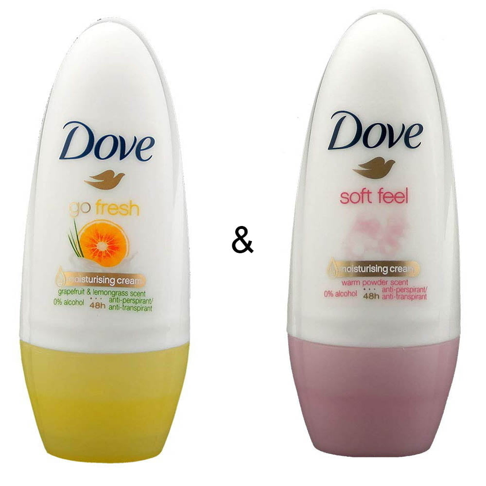 Roll-on Stick Go Fresh Grapefruit 50 ml by Dove and Roll-on Stick Soft Feel 50ml by Dove Image 1