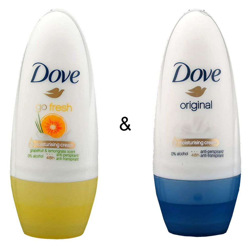 Roll-on Stick Go Fresh Grapefruit 50 ml by Dove and Roll-on Stick Original 50ml by Dove Image 1