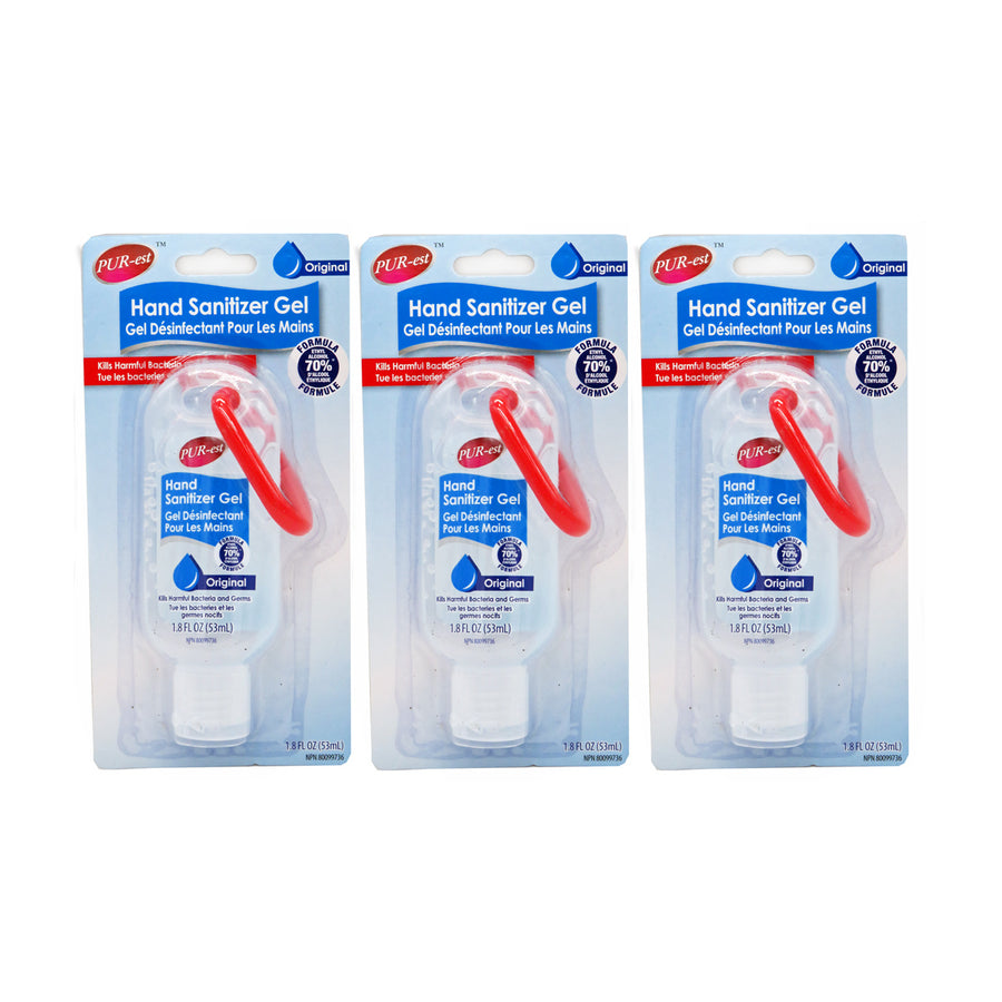 Sanitizer Gel Antibacterial 53ml Bottles With Flip Top CapsCarabiner Clip Pack Of 3 Image 1