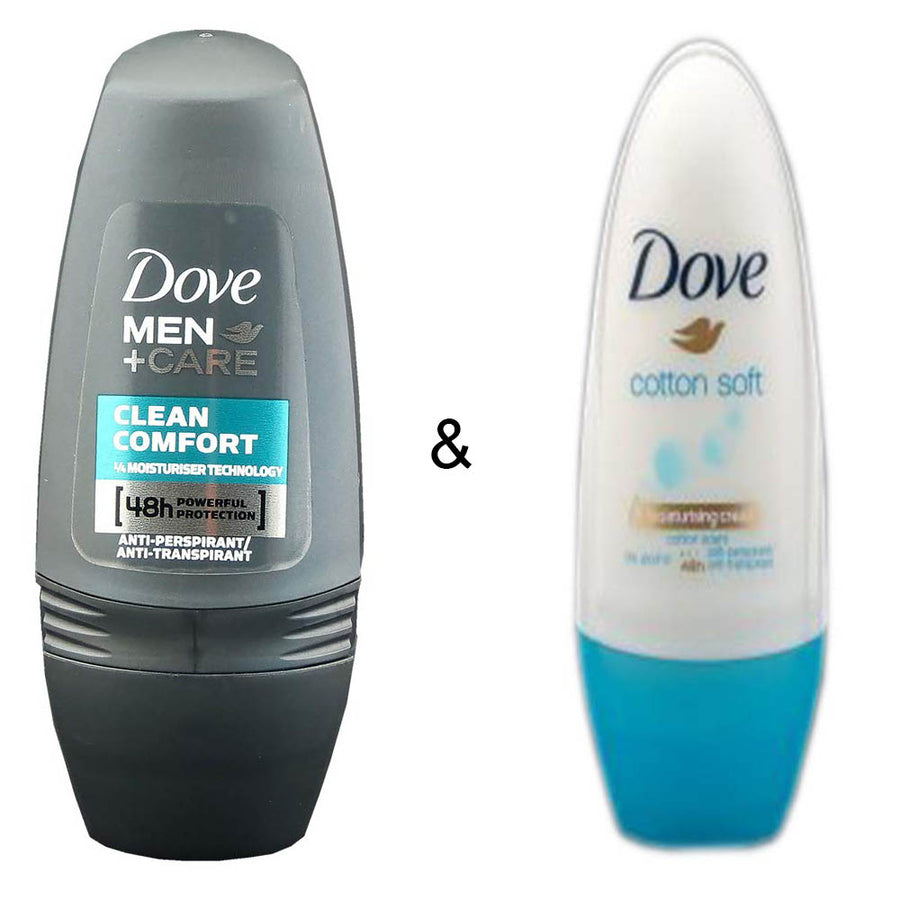 Roll-on Stick Clean Comfort 50ml by Dove and Roll-on Stick Cotton Soft 50ml by Dove Image 1