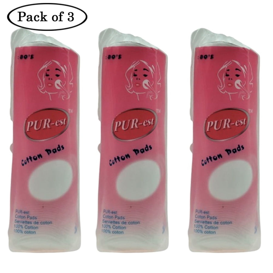 Purest Cotton Pads Round In Poly Bag80 Pads - Pack of 3 Image 1