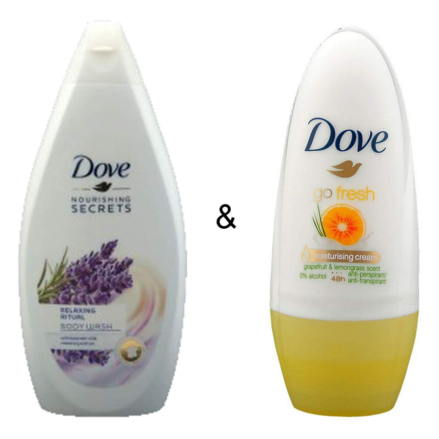Body Wash Relaxing Ritual 500 by Dove and Roll-on Stick Go Fresh Grapefruit 50 ml by Dove Image 1