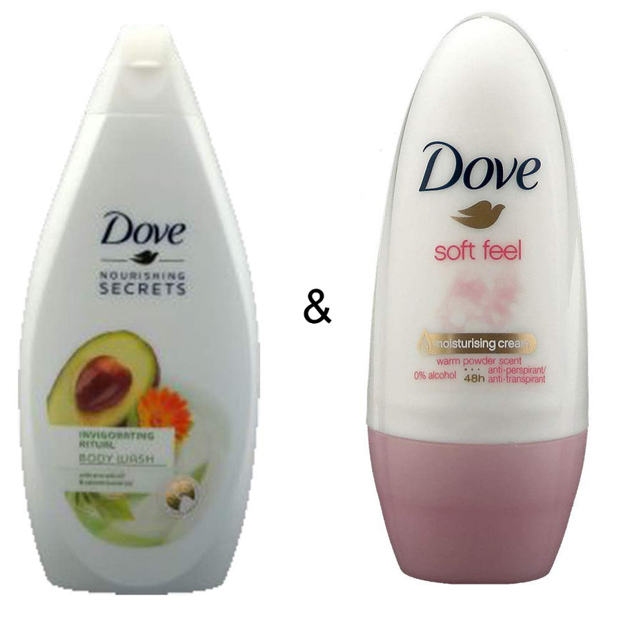 Body Wash Invigo Ritual 500 by Dove and Roll-on Stick Soft Feel 50ml by Dove Image 1