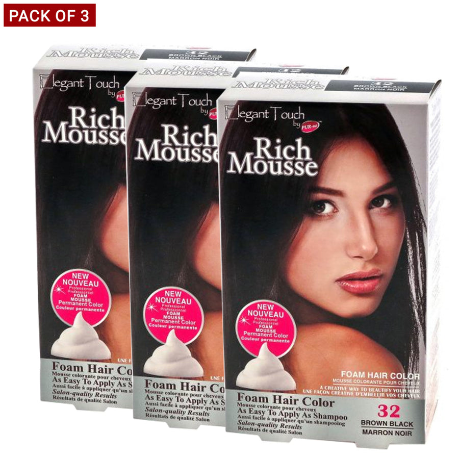 Purest Rich Mousse Foam Hair ColorBrown Black 320.18Kg - Pack Of 3 Image 1
