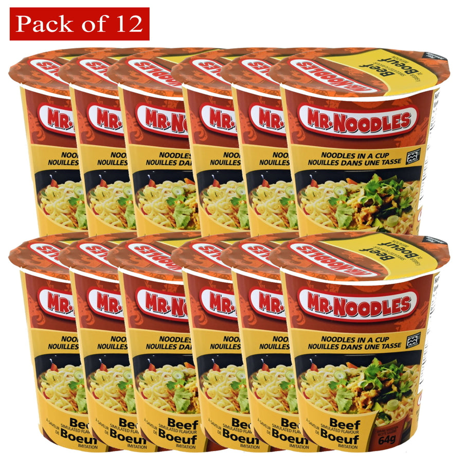Mr. Noodles Bowl Beef Simulated Flavour in Cup 64gm - Pack of 12 Image 1