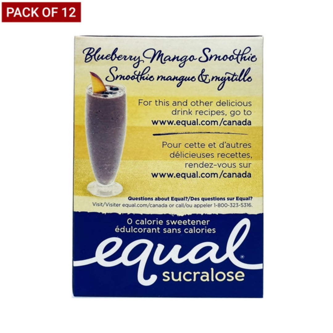 Equal Calorie SweetenerYellow PacketsZero Calorie Sugar Alternative - 100 Count Per Pack - Pack of 12 Image 1