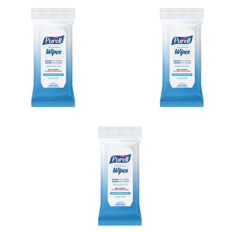 Purell Hand Wipes Travel Pack 3 Count Antibacterial Disinfectant On-the-Go Image 1