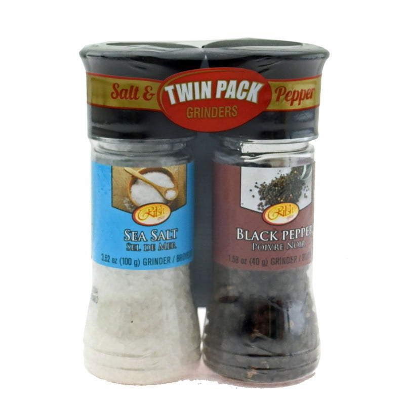 Ritsh Spice Twin Pack Sea Salt 100gm And Black Pepper 40gm Grinder - Pack of 6 Image 1