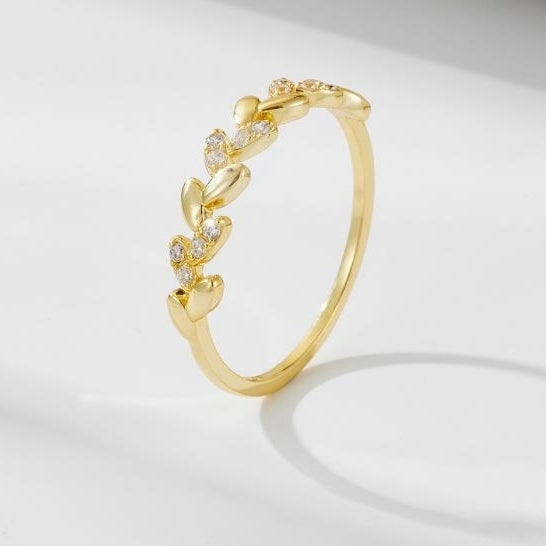 A niche design with diamond studded wheat ear sterling silver ring for a cool and high-end feel. Versatile ring bracelet Image 1