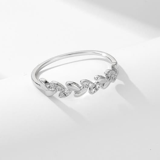 A niche design with diamond studded wheat ear sterling silver ring for a cool and high-end feel. Versatile ring bracelet Image 2