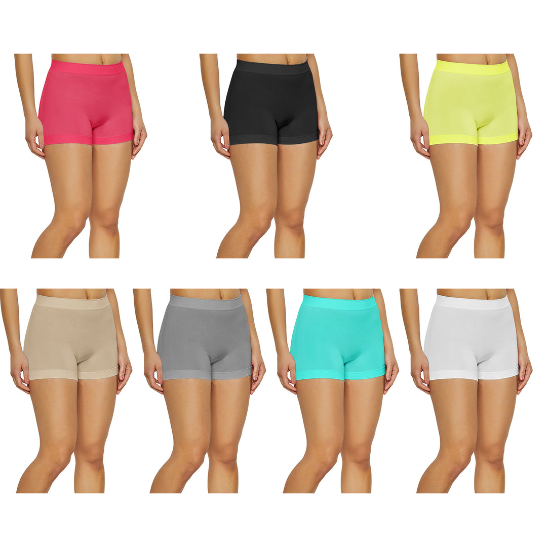 4-Pack Womens High Waisted Biker Bottom Shorts - Yoga Gym Running Ladies Pants Image 11