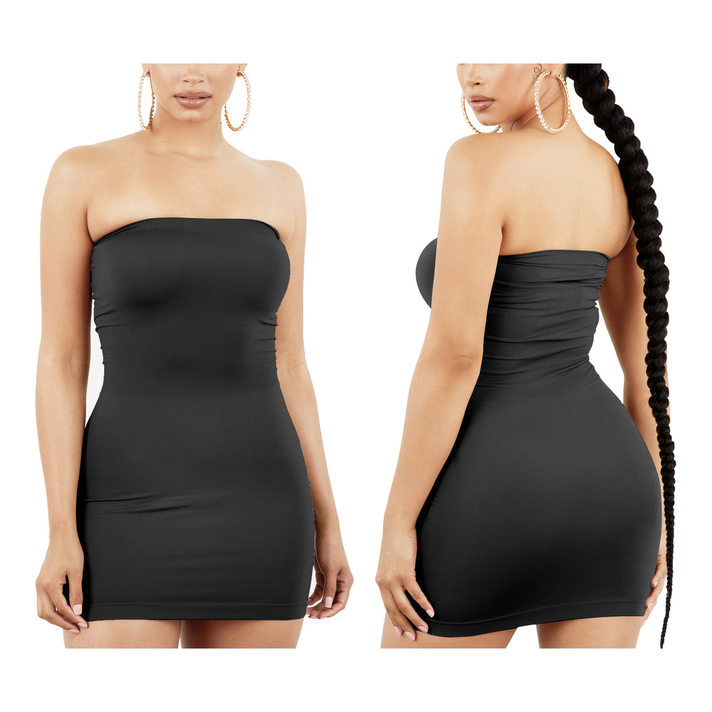 1-Pack Womens Strapless Stretchy Tight Fit Seamless Body Con Mini Tube Top Dress Image 2