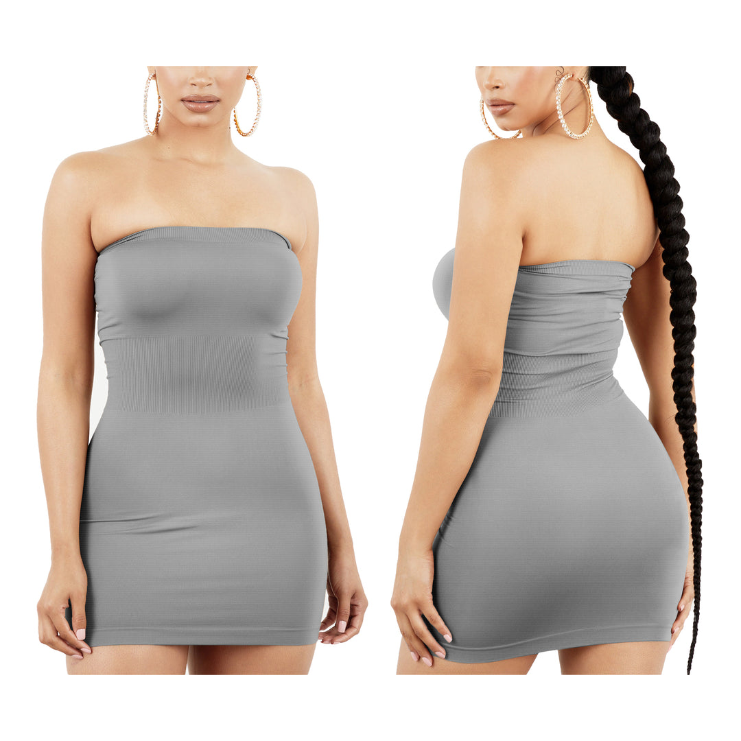 1-Pack Womens Strapless Stretchy Tight Fit Seamless Body Con Mini Tube Top Dress Image 4
