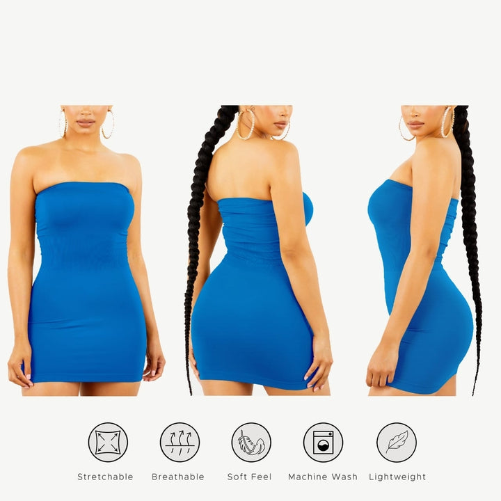 1-Pack Womens Strapless Stretchy Tight Fit Seamless Body Con Mini Tube Top Dress Image 11