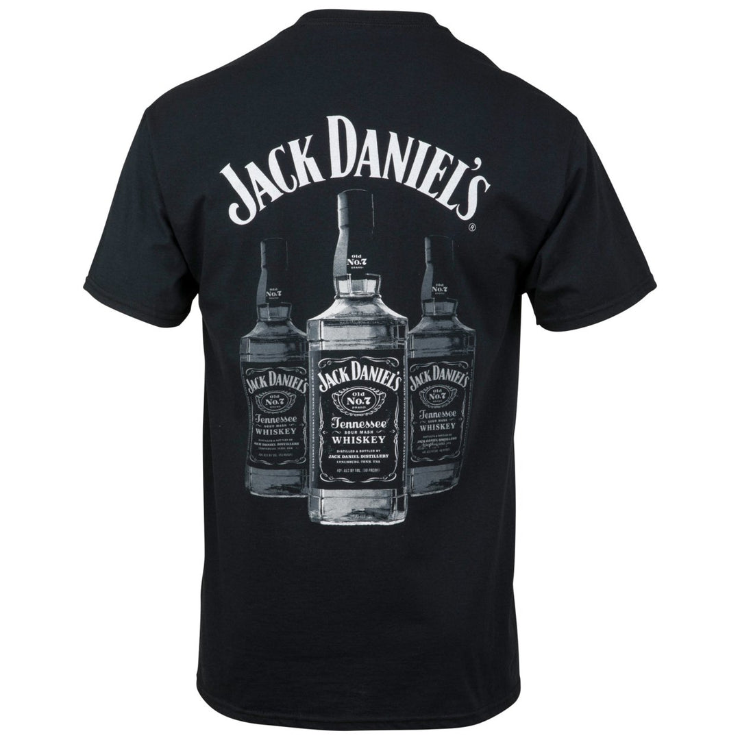 Jack Daniels Triple Whisky Bottles Front and Back Print T-Shirt Image 3