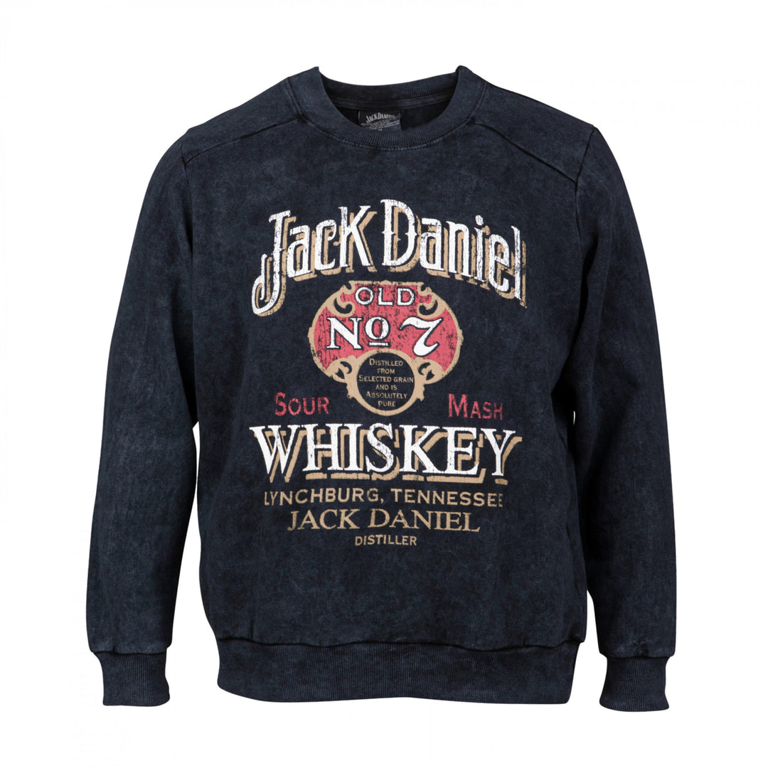 Jack Daniels No. 7 Whiskey Womens Mineral Wash Crew Neck Fleece Sweatshirt Image 1