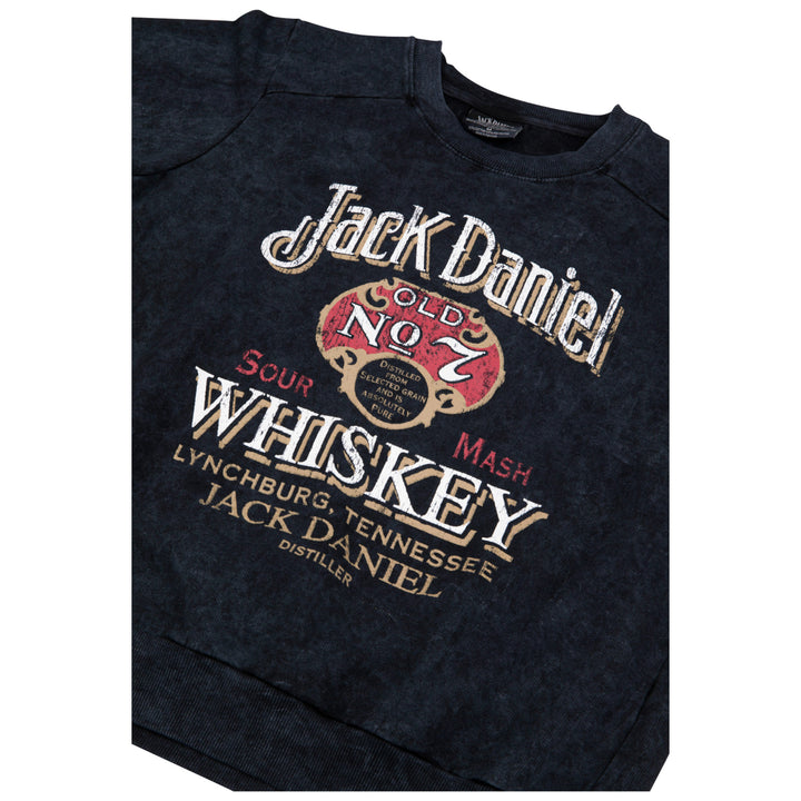 Jack Daniels No. 7 Whiskey Womens Mineral Wash Crew Neck Fleece Sweatshirt Image 2