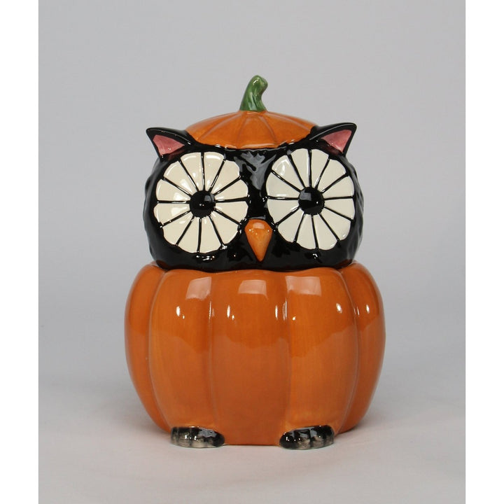 Ceramic Black Owl Pumpkin Candy Box 5x4.5x6.75 Fall Halloween Image 2